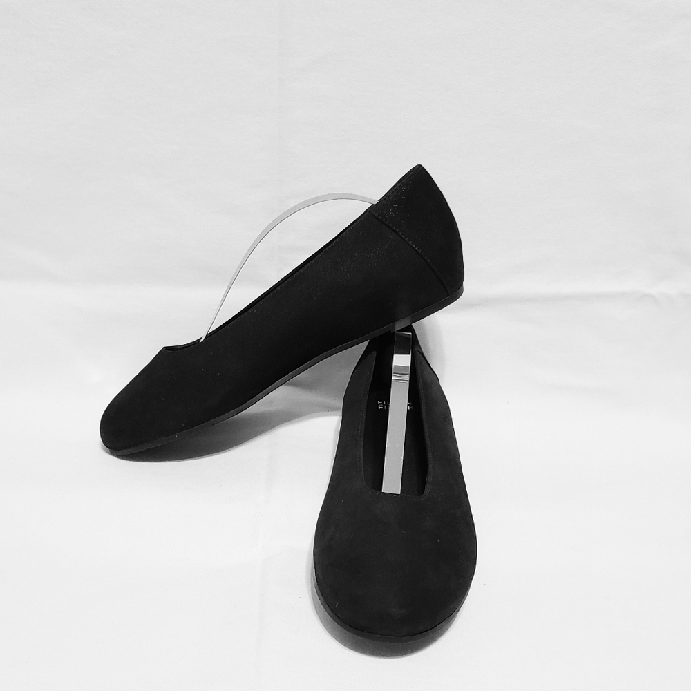 Eileen Fisher Una Flats Hidden Wedge Black Suede Round-Toe Ballet 8.5